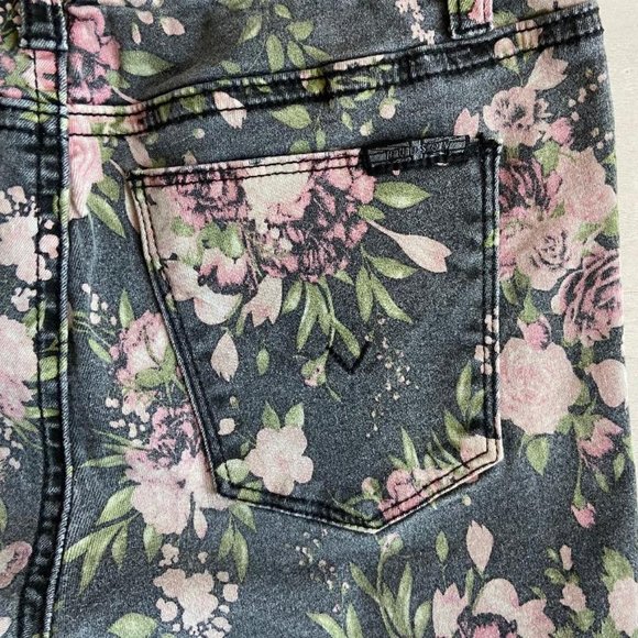 🌸2x HP!🌸 Hudson Jeans Girls Dixie Floral Print Skinny Raw Hem Jeans - Picture 13 of 15